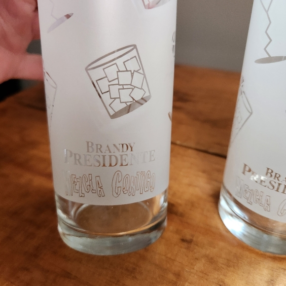 Set Of 2 Brandy Presidente Mezcia Contigo Frosted Bar Glasses - Picture 6 of 10